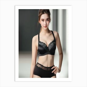 A Photo Of A Beautiful Model Wearing black Underwear 1 Art Print