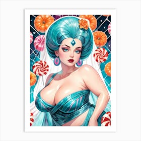 Portrait Of A Curvy Woman Wearing A Sexy Costume (2) Art Print