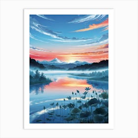 Sunrise Over A Lake 1 Art Print