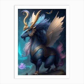 Azure Unicorn Art Print