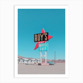 Vintage Roys Motel And Cafe Sign In Amboy California Art Print