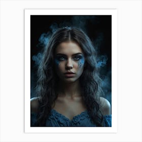 Beautiful Woman With Smoke Art Print