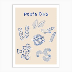 Pasta Club Poster Blue Art Print