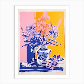 Colourful Flower Still Life Risograph Style 14 Art Print