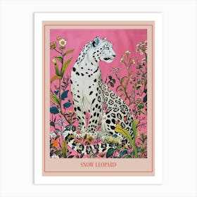 Floral Animal Painting Snow Leopard 2 Poster Art Print