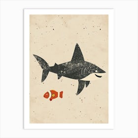 Shark & Clown Fish Muted Pastel 3 Art Print