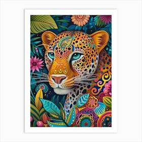 Kitsch Leopard Painting 3 Art Print