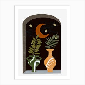 Moon And Vases 1 Art Print