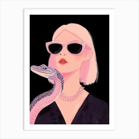 Girl With A Snake Art Print