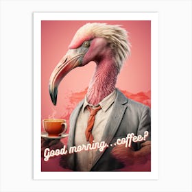 Flamingo coffee morning 2 Art Print