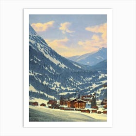 Laax, Switzerland Ski Resort Vintage Landscape 1 Skiing Poster Art Print