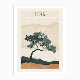 Teak Tree Minimal Japandi Illustration 2 Poster Art Print