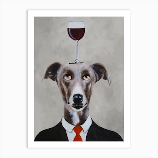 Greyhound With Wineglass Art Print