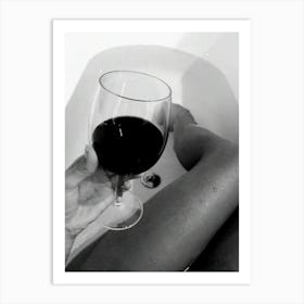 Woman Drinking Wine Bathtub 1 Art Print