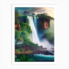 Iguacu Falls Of The North, Brazil Realistic Photograph (3) Art Print
