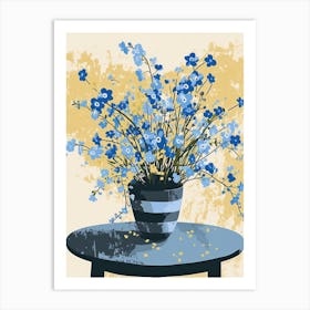 Forget Me Not Flowers On A Table   Contemporary Illustration 1 Art Print