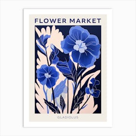 Blue Flower Market Poster Gladiolus 3 Art Print
