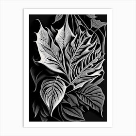 Pecan Leaf Linocut 1 Art Print