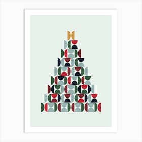 Mid Century Christmas Tree Abstract Shapes Art Print