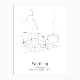 Worthing,United Kingdom Minimalist Map Affiche