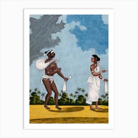 Indian washer man and wife. Art Print