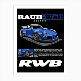 Porsche RWB Blue Art Print