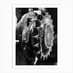 Black And White Image Of A Gear Art Print