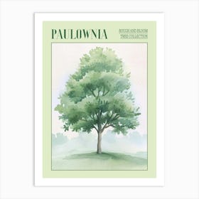 Paulownia Tree Atmospheric Watercolour Painting 1 Poster Art Print