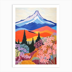 Mount Hood United States 1 Colourful Mountain Illustration Art Print