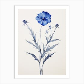 Blue Botanical Cornflower 2 Art Print