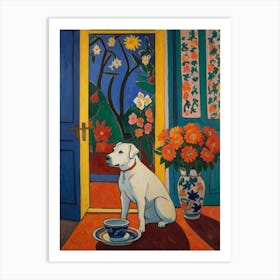 Dog In Front Of A Door Style Henri Matisse Art Print