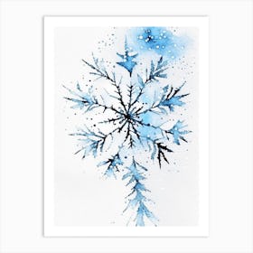 Stellar Dendrites, Snowflakes, Minimalist Watercolour 2 Art Print