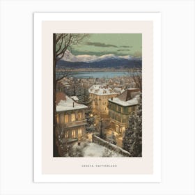 Vintage Winter Poster Geneva Switzerland 4 Art Print