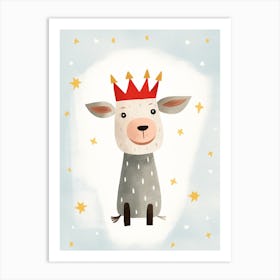 Little Goat Wearing A Crown Art Print