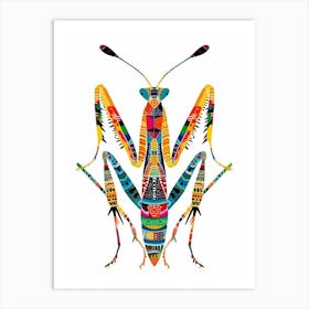 Colourful Insect Illustration Praying Mantis 4 Art Print