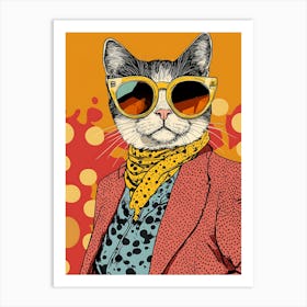 Super Cool Cat Illustration Pop 18 Art Print