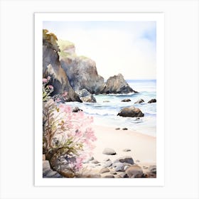 Watercolor Painting Of Pfeiffer Beach, Big Sur California 2 Art Print