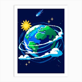 Earth Pixel Art Art Print