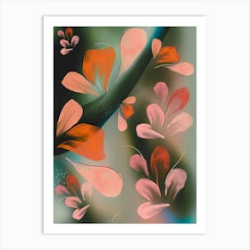 Petals Orange and Pink Abstract Painting Art Print