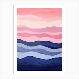 Pink And Blue Waves 1 Art Print