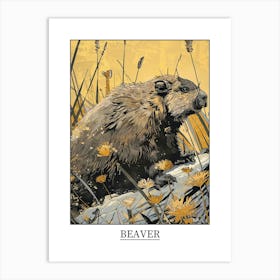 Beaver Precisionist Illustration 4 Poster Art Print
