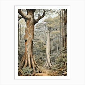 Vintage Jungle Botanical Illustration Rubber Tree 1 Art Print