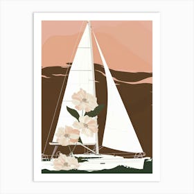 Sailboat With Flowers Art Print