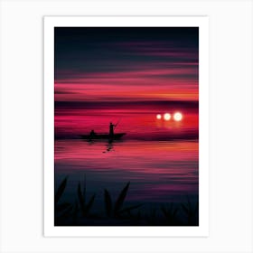 Fisherman Three Sunset Art Print