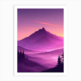 Misty Mountains Vertical Composition In Purple Tone 10 Art Print