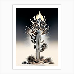 Silver Torch Joshua Tree Vintage Botanical Line Drawing  (7) Art Print