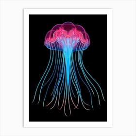 Turritopsis Dohrnii Importal Jellyfish Neon Illustration 4 Art Print