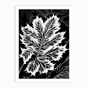 Maple Leaf Linocut 1 Art Print