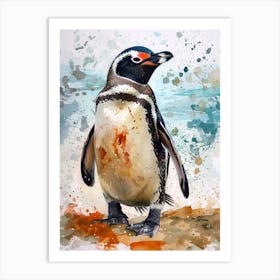 Humboldt Penguin Laurie Island Watercolour Painting 3 Art Print