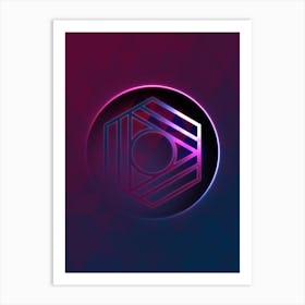 Geometric Neon Glyph on Jewel Tone Triangle Pattern 417 Art Print